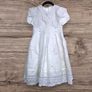 Vintage Jessica McClintock White Lace Satin Girls Dress 6X Communion Flower Girl